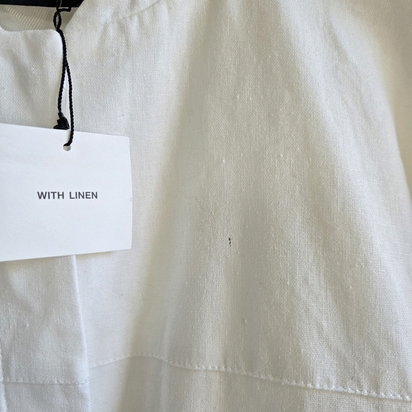 New Zara Oversized Linen Blend White Bomber Jacket Blogger Favorite NWT Medium - Picture 16 of 16